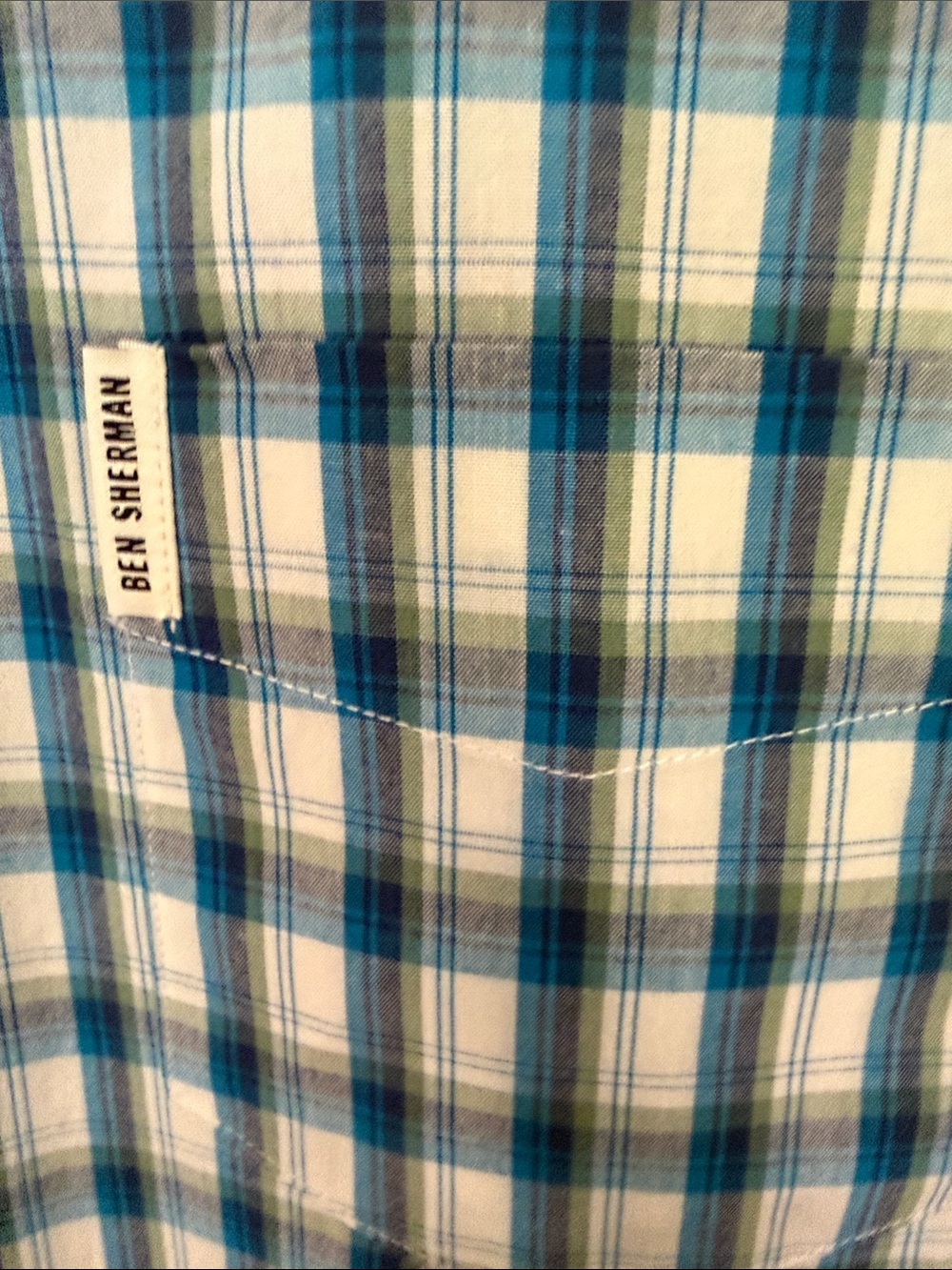 Ben Sherman Blue and White Plaid Short-Sleeve Button-Down Shirt - Picture 6 of 11